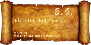 Bálint Izóra névjegykártya